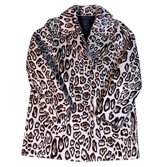Guess Mob Wife Leopard Coat Jacket Women's S Animal Print Sally Button Down - Picture 3 of 10